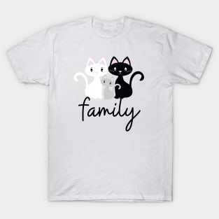 CAT FAMILY/ CUTE KITTIES BLACK AND WHITE T-Shirt